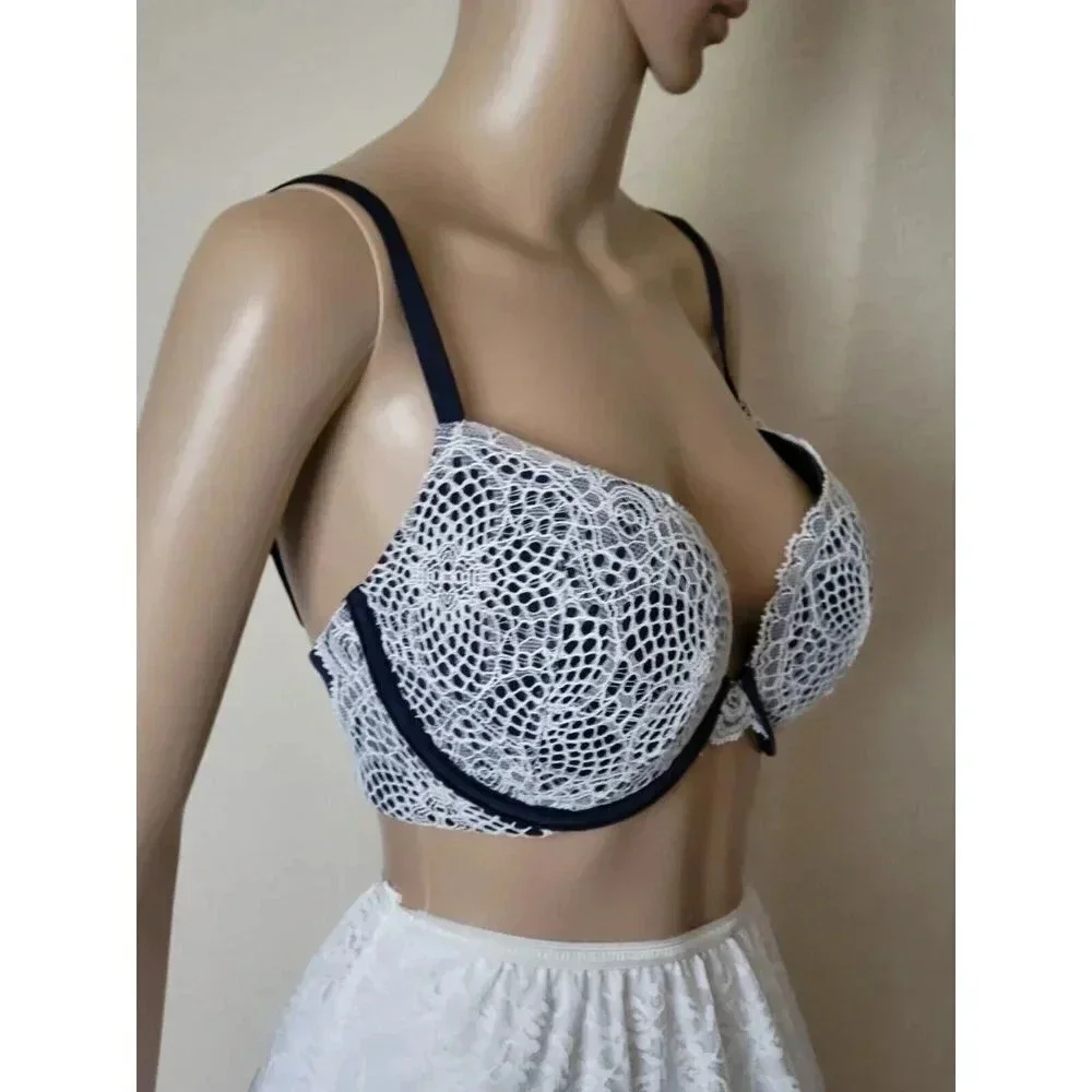 Victoria Secret Bra Women Lace Very Sexy Push Up Underwired navy size 32DDD